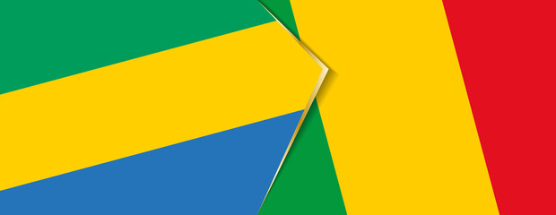 Gabon and Mali flags, two vector flags.