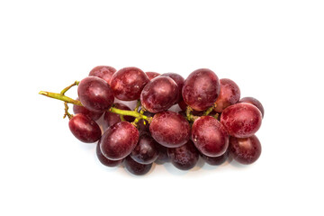 Top view of real and unedited texture of red grapes in isolated white background with their shadow.	
