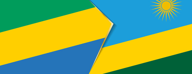 Gabon and Rwanda flags, two vector flags.