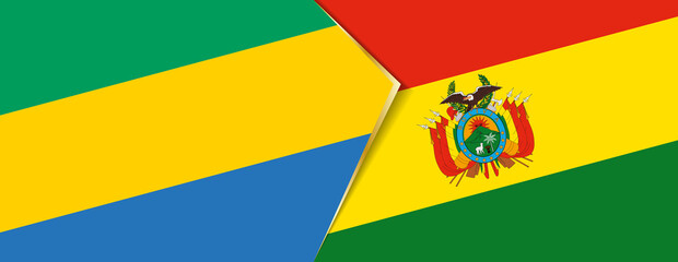 Gabon and Bolivia flags, two vector flags.