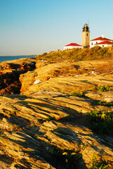 The Beavertail Lighthouse sits at the southern tip of the island near Jamestown, Rhode Island