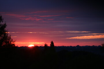 Sky, Sunset, Clouds, Red, Orange, London, dramatic view