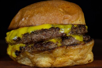 hamburger on black background
