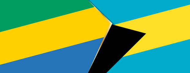 Gabon and The Bahamas flags, two vector flags.