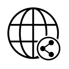WWW world wide web site symbol, Internet map icon, website address globe, flat outline sign
