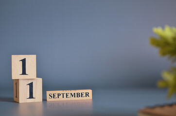 September 11, Cover in the evening time, Date Design with number cube for a background.