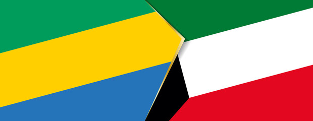 Gabon and Kuwait flags, two vector flags.