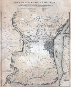 18th-century Vintage Map Of Philadelphia City Plan