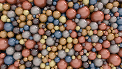 3d render. Abstract of spheres of different colors and sizes