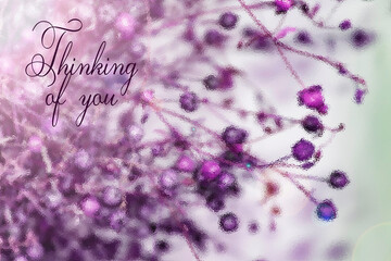 Thinking of you. Blurred purple background.