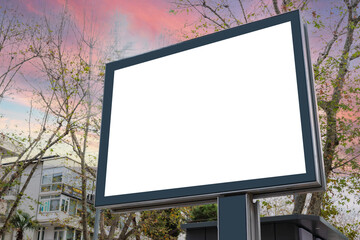 billboard blank mockup and template empty frame for logo or text on exterior street advertising poster screen city background, modern flat style, outdoor banner advertisement