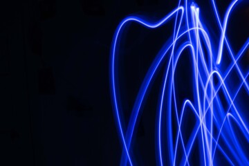 Abstract Blue Glowing Side Waves