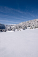 Fototapeta na wymiar Sehr schöne winterliche Aufnahme vom Raimatihof am Feldberg