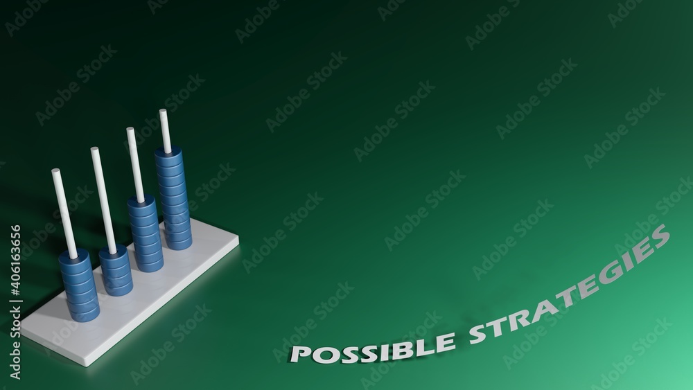Aufkleber possible strategies green background with abacus - 3d rendering illustration