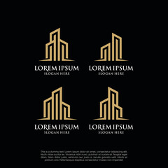 Fototapeta premium Set Real Estate Logo. Luxury Logo. Construction Architecture Building Logo Design Template Element 