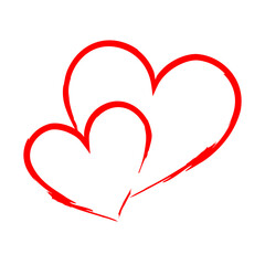 Two lovers heart. Vector illustration. Icon on white background. Romantic symbol, passion and wedding. Template for t shirt, card, poster. Design flat element of valentine day. 