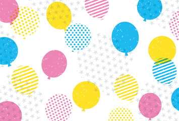 スタンプ風のカラフルなバルーンの背景素材