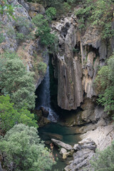view of the source of the river Borosa located in the Natural Park of the Sierras de Cazorla, Segura and las Villas, Andalucia, Spain.