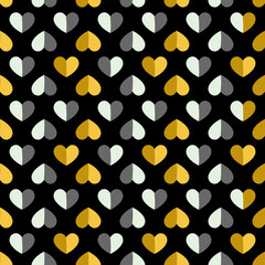 Seamless geometric pattern with hearts. Vector repeating texture