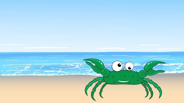 Animated little crab on the seashore.
