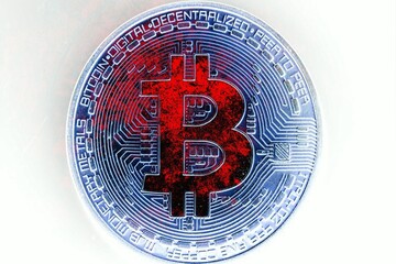 Bitcoin on abstract background. Bitcoin. Cryptocurrency background conception.