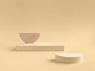 Concrete props for product photography, geometric shape podium in beige © Olena