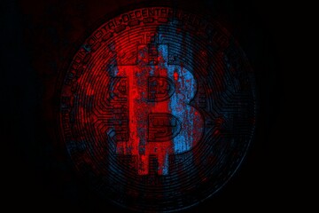 Bitcoin on abstract background. Bitcoin. Cryptocurrency background conception.
