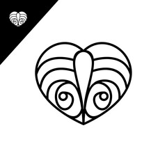 Abstract hear with line art style design vector template