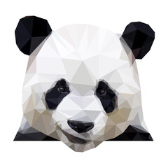 Black and white asian Panda bear low polygon illustrative design head.