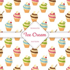 Seamless pattern design vector ice cream flat pastel colorful summer