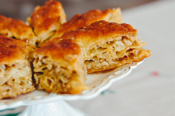 Traditional delicious Armenian baklava(pakhlava). Traditional Armenian dessert baklava. Sweet Armenian pastry bakllava(pakhlava).