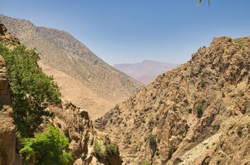 Rugged and rocky terrain of Atlas mountain in Morocco