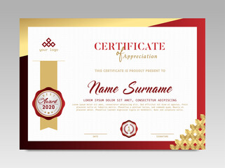 Naklejka na ściany i meble Modern Design Certificate. Certificate template awards diploma background vector modern design simple elegant and luxurious elegant. layout horizontal in A4 size