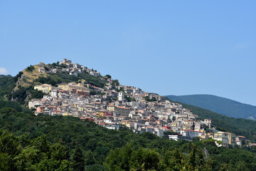 Obraz premium Panoramic view of Morcone, an old town in the province of Benevento.