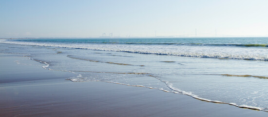 Sunset blue in the beach in Cadiz