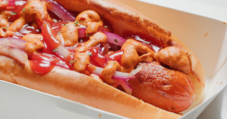 Hot dogs fully loaded with assorted topping