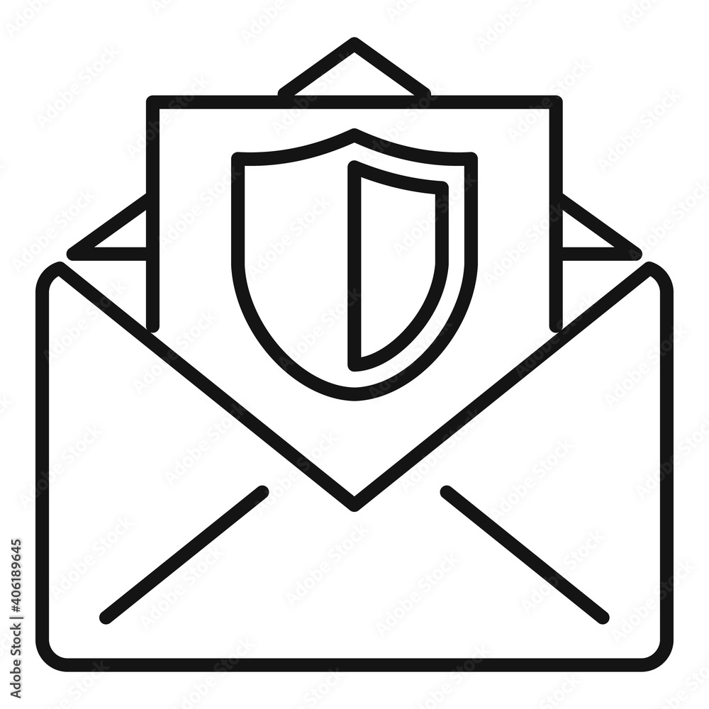 Poster secured mail icon. outline secured mail vector icon for web design isolated on white background