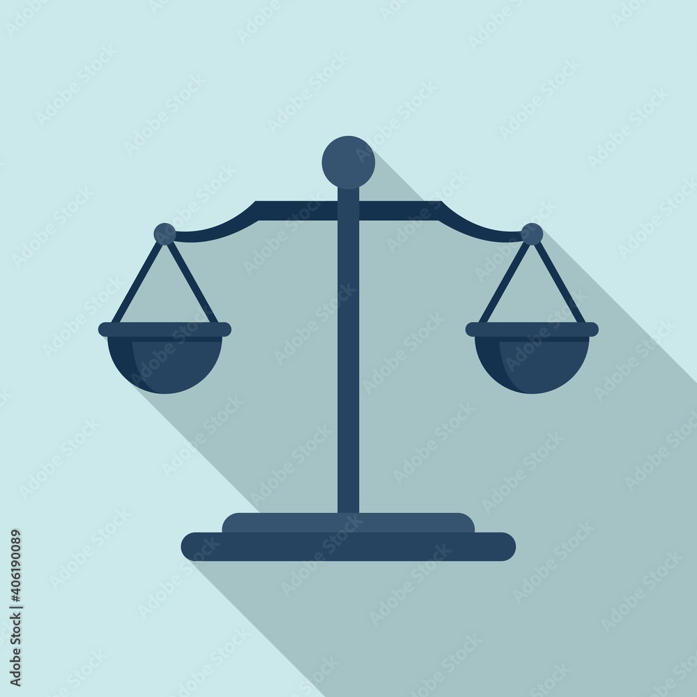 Poster judge balance icon. flat illustration of judge balance vector icon for web design