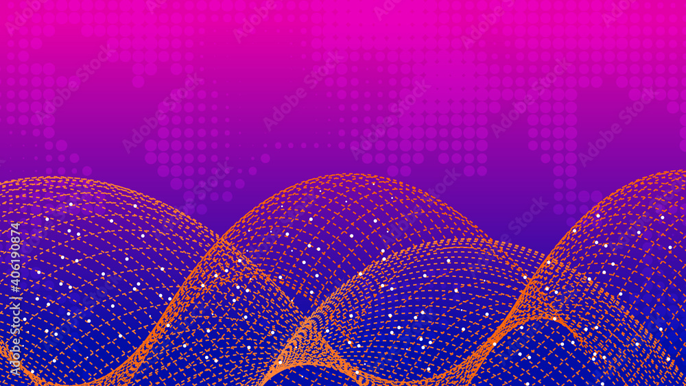 Poster abstract futuristic technology background with halftone wave shape .