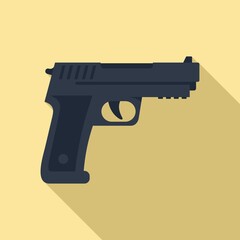 Policeman pistol icon. Flat illustration of policeman pistol vector icon for web design