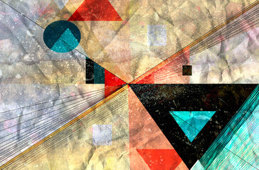 Abstract retro raster color background with geometric objects