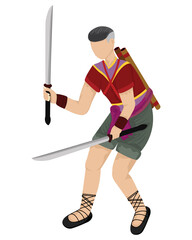 Ancient strong man warrior cartoon shape vector design