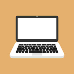 Laptop or notebook computer flat icon. Vector illustration.