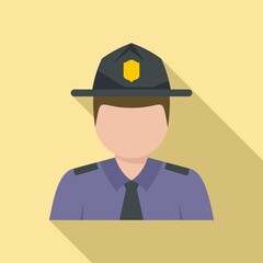 Policeman village icon. Flat illustration of policeman village vector icon for web design