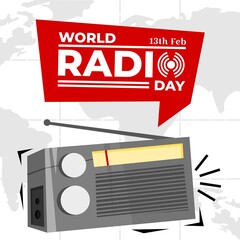 world radio day greeting vector. event vector illustration.