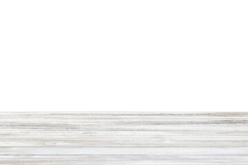 Wooden tabletop isolated on white background Empty rustic wood table,For montage product display or design key visual layout.with clipping path