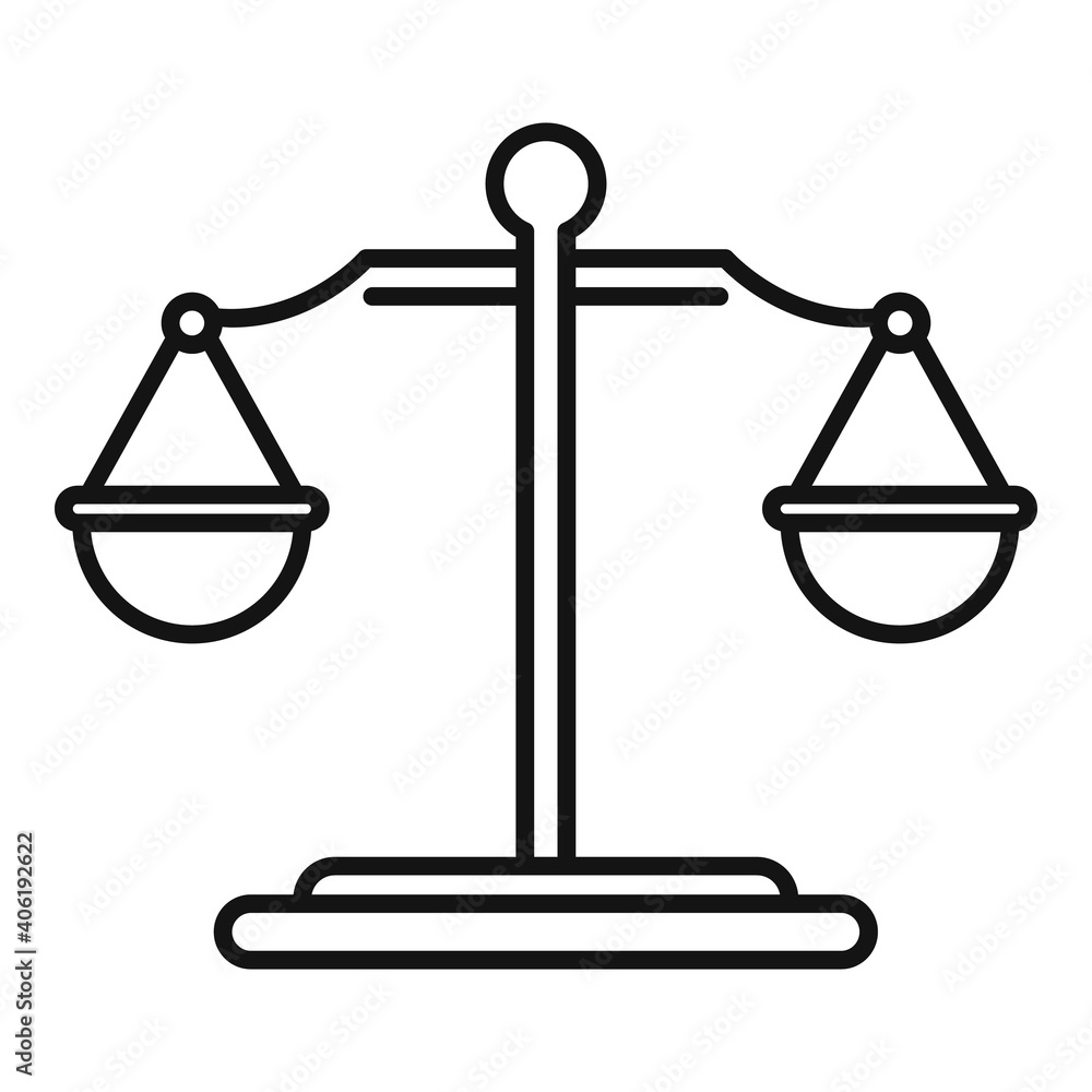 Poster judge balance icon. outline judge balance vector icon for web design isolated on white background