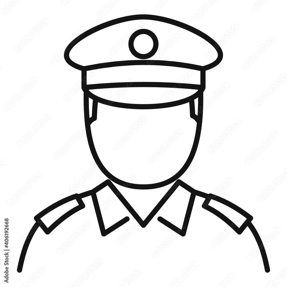 Poster policeman cop icon. outline policeman cop vector icon for web design isolated on white background