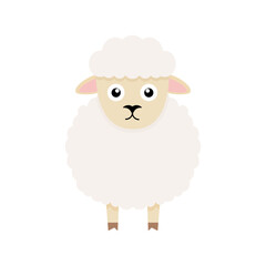 Cute sheep character. Cartoon farm animal. Vector illsutration isolated on white