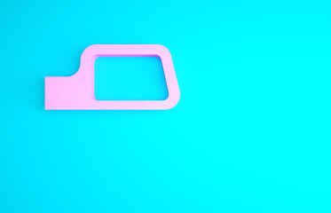 Pink Car mirror icon isolated on blue background. Minimalism concept. 3d illustration 3D render.